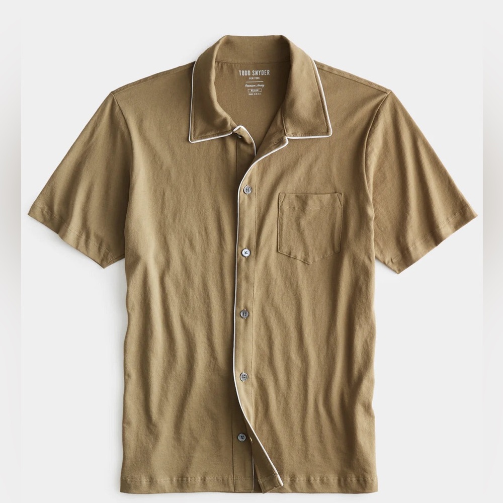 Todd Snyder Montauk Tipped Full Placket Polo - size large